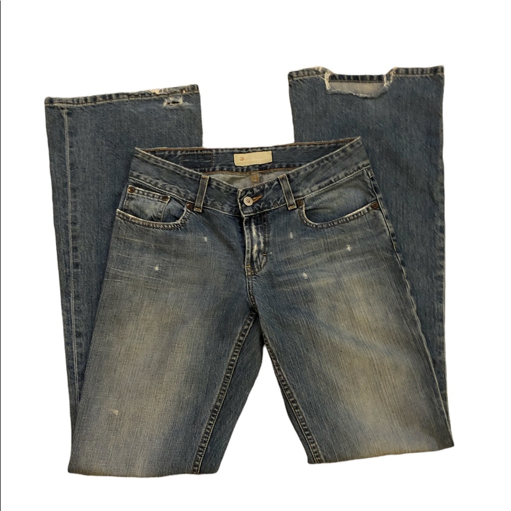 {BKE} Culture Denim X Long Denim Distressed Light Blue Wide Leg Size 28 Women’s